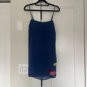 STAUD Oceane Blue Slip Dress with Fish Motifs